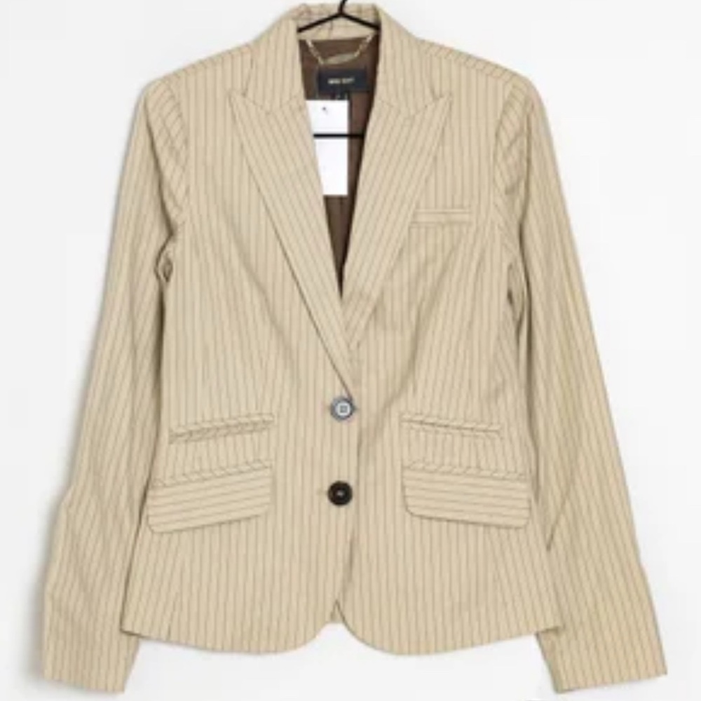 Vintage Mango Striped Tan Women's Blazer